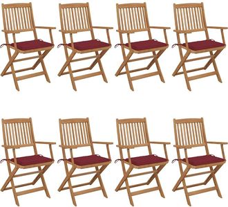 vidaXL Sillas Plegables (8 Unidades) Con Cojines, De Madera Maciza De Acacia. Vidaxl