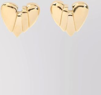 Amina Muaddi heartbreaker brass heart stud earrings