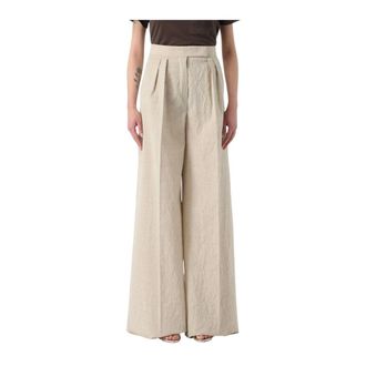 Max Mara Dames, Broeken, Beige, Maat: XS Wol