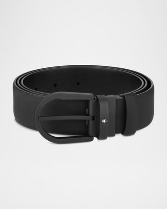 Montblanc Men & apos;s Tonal Horseshoe Buckle Leather Belt