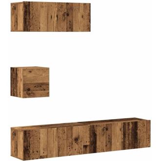 vidaXL Vidaxl - Conjunto De Mueble De Tv 4 Piezas Montado La Pared Madera Vieja
