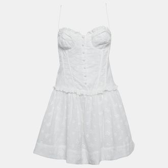 For Love & Lemons For Love And Lemons White Embroidered Cotton Sleeveless Mini Dress