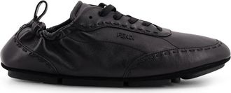 Fendi Handgemaakte Vetersneakers met Macro Stiksels - Heren - Sneakers - Zwart - 41 EU - Leer - Schoenen