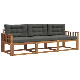 vidaXL Conjunto De Sof&aacute;s De Exterior 3 Pcs Natural Y Antracita Vidaxl
