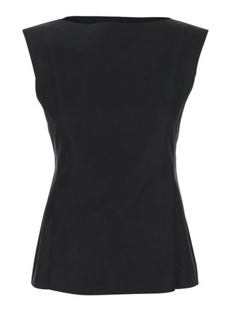 Marni Black Sleeveless Top With Boat Neckline And Rear Button Closure In Cotton Woman