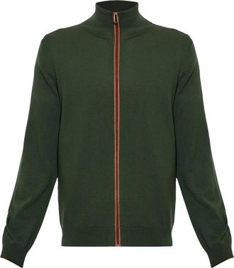 Paul Smith Merinowollen vest met opstaande kraag - Heren - Vesten - Groen - XL - Wol - Truien & Vesten