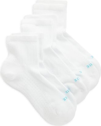 Hue Air Cushion 3-Pack Mini Crew Socks in White at Nordstrom, Size 9