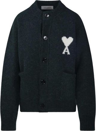 Ami C&aacute;rdigan Quota con Cuello Redondo y Ami de Coeur - Knitwear - Mujer - Verde - XS