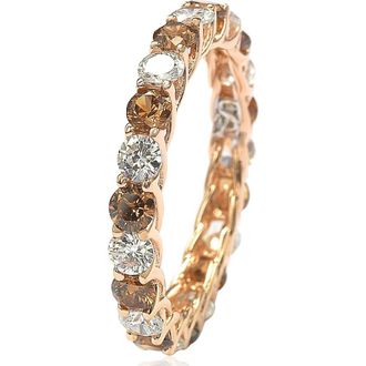Suzy Levian Rose-Tone Prong Set Round CZ Eternity Band Ring in Brown at Nordstrom Rack, Size 5