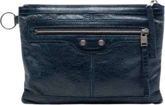 Balenciaga Pre-owned Vintage Clutch - Dames - Vintage Clutch - Blauw - ONE Size - Leer - Vintage