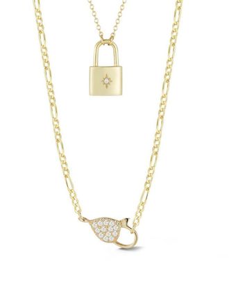 Glaze Jewelry 14K Over Silver Cz Padlock Necklace Set