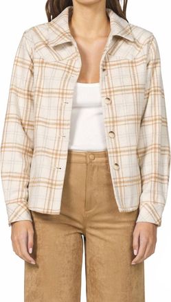 Dear John Denim West Shirt Jacket In Tan Plaid