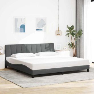 vidaXL Cama Sin Colch&oacute;n Tela Gris Oscuro 200x200 Cm Vidaxl