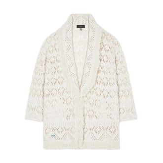 Alanui Cardigans, female, White, Size: XS Fringed Open-Knit Cardigan