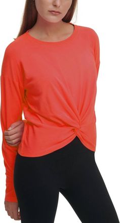 DKNY Activewear Sport Twist-Front Top In Hibiscus