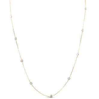 Pompeii3 2 TCW Diamond Bezel Station Necklace 14k Yellow Gold