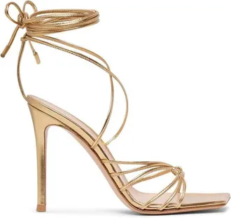 Gianvito Rossi Gold Calfskin Stiletto Heel Womens Sandals