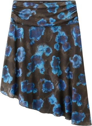 Mango Asymmetrical Printed Mesh Skirt in Brown at Nordstrom, Size X-Small