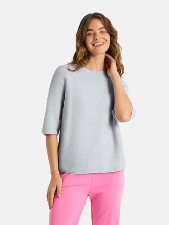 Lieblingsst&uuml;ck Kurzarmpullover LIEBLINGSST&Uuml;CK KleraEP, Damen, Gr. 34, stone melange, Strick, Obermaterial: 100% Baumwolle, clean, unifarben, h&uuml;ftlang, Rundhals, Ragl