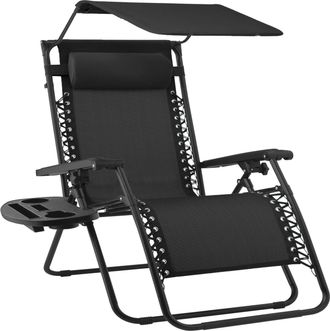 Best Choice Products 30 Extra Wide Folding Zero Gravity Patio Lounge Chair w/Adjustable Canopy Shade