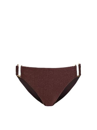Change of Scenery Layla U-Bar Trim Lowrise Hipster Bikini Bottom in Cacao/gold Metallic at Nordstrom, Size X-Small