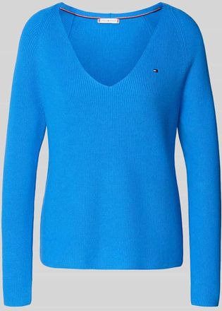 Tommy Hilfiger Regular Fit Strickpullover aus reiner Baumwolle in Hellblau, Größe XXL