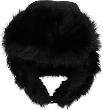 Moose Knuckles Black Plush Fur Trimmed Cotton-Blend Hat