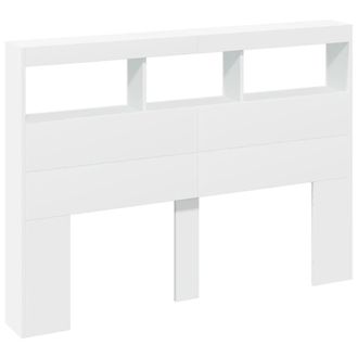 Berkfield Home Headboard Cabinet with LED White 140x17x102 cm | Size: 140 x 17 x 102 cm