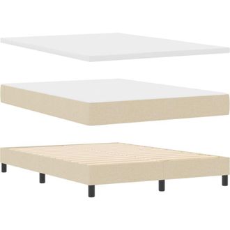 vidaXL Box Spring Bed with Mattress Cream 160 x 200 cm Fabric vidaXL