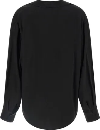 Nude V-Neck Viscose Blouse - Black