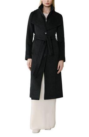 Soia & Kyo Ilana Bib Detail Wool Blend Trench Coat in Black Heather at Nordstrom Rack, Size X-Large