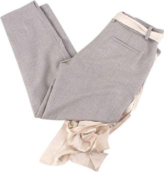 Hellessy Grey Wool Scarf Tie Belted Pants Size XS