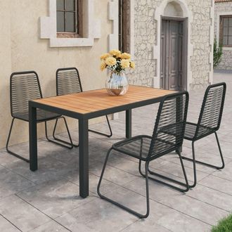 vidaXL Set De Comedor De Jard&iacute;n De 5 Piezas Pvc Rat&aacute;n Negro Y Marr&oacute;n Vidaxl