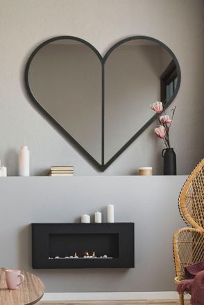 MirrorOutlet Black Metal Framed Heart Shaped Wall Mirror (80CM X 80CM) MAX | Size: 1 Pack