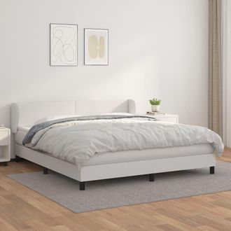 vidaXL Vidaxl - Cama Box Spring Con Colch&oacute;n Cuero Sint&eacute;tico Blanco 180x200 Cm