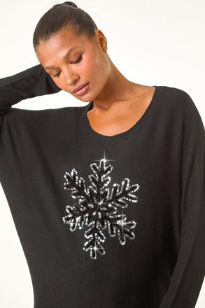 Roman Embellished Snowflake Stretch Top