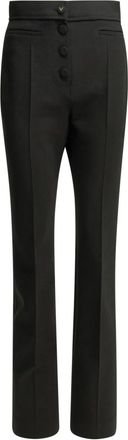 Valentino Geklede broek met hoge taille en knoopsluiting - Dames - Broeken - Zwart - Maat: S Gabardine