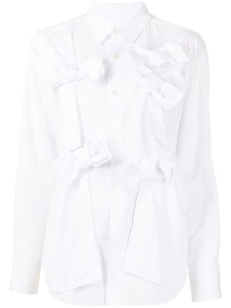 Comme Des Gar&ccedil;ons ruched asymmetric shirt - White