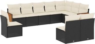 vidaXL Vidaxl - Set De Sof&aacute;s De Jard&iacute;n 10 Pzas Cojines Rat&aacute;n Sint&eacute;tico Negro