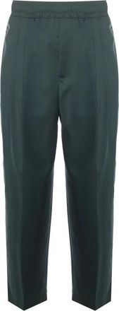 Giuliano Galiano Groene broek met trekkoord taille - Heren - Slim Fit Broeken - Groen - M - Wol - Broeken