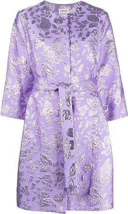P.A.R.O.S.H. floral metallic-jacquard belted coat - women - Polyester/Polyamide/Metallic Fibre/Acetate/Viscose - S - Purple