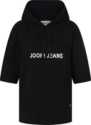 Joop Kapuzenpullover JOOP JEANS Kapuli, Damen, Gr. XL, schwarz, Strick, Obermaterial: 72% Viskose, 28% Polyester, oversize normal, Pullover Kapuzenpullover