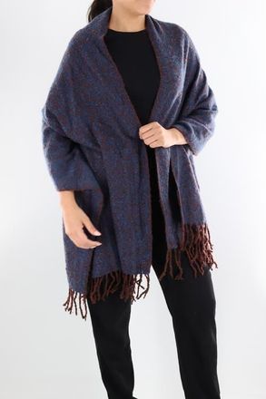 La Fiorentina Plush Scarf with Fringe in Sapphire/topaz at Nordstrom