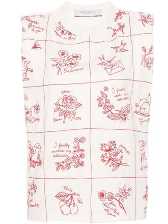 Golden Goose embroidered cotton tank top - Neutrals