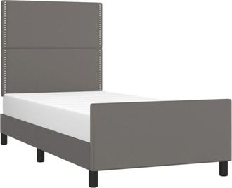 vidaXL Vidaxl - Estructura De Cama Sin Colch&oacute;n Cuero Sint&eacute;tico Gris 100x200 Cm