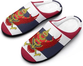 Generic Thailand Thai Flag Funny Mens Cotton Slippers Soft Non-Slip Rubber Sole House Slipper Indoor Outdoor