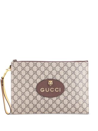 Gucci Neo Vintage Wristlet Pouch GG Coated Canvas clutch bag - Toni neutri
