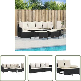 vidaXL Divano esterno - Set Divani da Giardino 5 pz con Cuscini in Polyrattan Nero