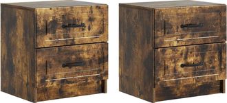 vidaXL Armario De Noche 2 Uds. Roble Ahumado 43 X 34,5 X 44,5 Cm Vidaxl