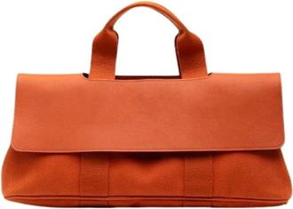 Herm&egrave;s Pre-owned Handbags, female, Orange, Size: ONE SIZE Pre-owned Canvas Handbag